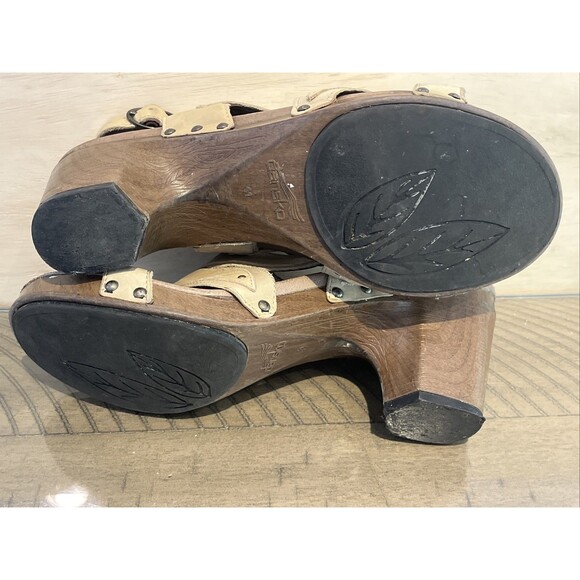 Dansko Sandals Leather Floral Strappy Wood Platform Size 41 US 10.5-11 buckle ni - Picture 8 of 9